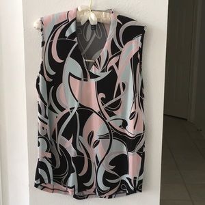 Black/pink bold patterned blouse